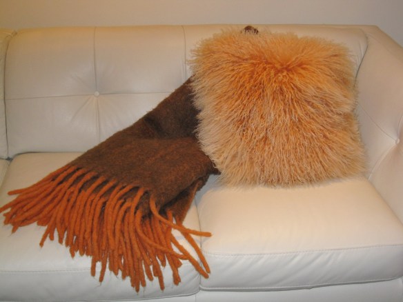 Mohair blanket and Mongolian Fur Pillow
